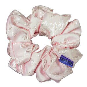 3/$12 Rose jacquard satin pretty in pink scrunchie for weddings, anniversary